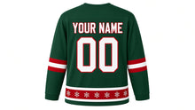 Load image into Gallery viewer, Christmas Original Hockey Jersey in Green, back view with your name and number
