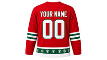 Load image into Gallery viewer, Christmas Original Hockey Jersey in Red, back view with your name and number