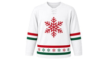 Load image into Gallery viewer, Christmas Original Hockey Jersey in White, front view – custom name and number