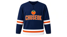Load image into Gallery viewer, Chuseok Original Hockey Jersey in Navy, front view – custom name and number