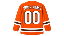 Load image into Gallery viewer, Chuseok Original Hockey Jersey in Orange, back view with your name and number