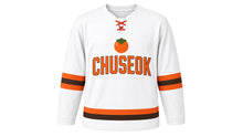 Load image into Gallery viewer, Chuseok Original Hockey Jersey in White, front view – custom name and number