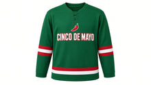 Load image into Gallery viewer, Cinco de Mayo Original Hockey Jersey in Green, front view – custom name and number