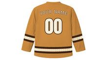 Load image into Gallery viewer, Cinnamon Roll Day Original Hockey Jersey in Caramel, back view with your name and number