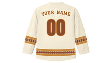 Load image into Gallery viewer, Cinnamon Roll Day Original Hockey Jersey in Vanilla Cream, back view with your name and number