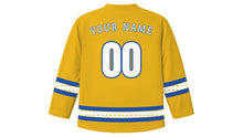 Load image into Gallery viewer, Círio de Nazaré Original Hockey Jersey in Festival Gold, back view with your name and number