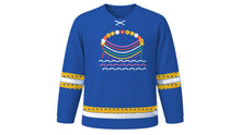 Load image into Gallery viewer, Círio de Nazaré Original Hockey Jersey in River Blue, front view – custom name and number
