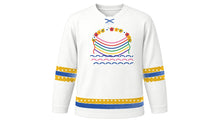 Load image into Gallery viewer, Círio de Nazaré Original Hockey Jersey in White, front view – custom name and number