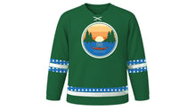 Load image into Gallery viewer, Civic Holiday Original Hockey Jersey in Forest Green, front view – custom name and number