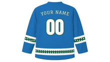 Load image into Gallery viewer, Civic Holiday Original Hockey Jersey in Lake Blue, back view with your name and number