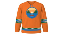 Load image into Gallery viewer, Civic Holiday Original Hockey Jersey in Sunset Orange, front view – custom name and number