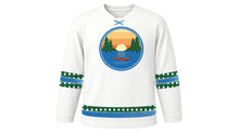 Load image into Gallery viewer, Civic Holiday Original Hockey Jersey in White, front view – custom name and number