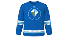 Load image into Gallery viewer, Clean Monday Original Hockey Jersey in Aegean Blue, front view – custom name and number