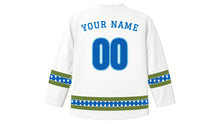 Load image into Gallery viewer, Clean Monday Original Hockey Jersey in Lenten White, back view with your name and number