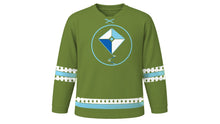 Load image into Gallery viewer, Clean Monday Original Hockey Jersey in Olive Green, front view – custom name and number