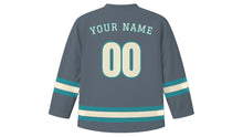 Load image into Gallery viewer, Cleveland Original Hockey Jersey in Cuyahoga Steel, back view with your name and number