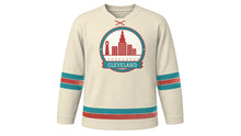 Load image into Gallery viewer, Cleveland Original Hockey Jersey in Lakeshore Limestone, front view – custom name and number