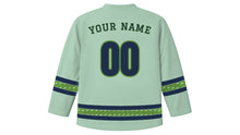 Load image into Gallery viewer, Cold Food Festival Original Hockey Jersey in Celadon, back view with your name and number