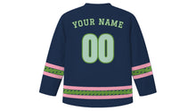 Load image into Gallery viewer, Cold Food Festival Original Hockey Jersey in Ink Navy, back view with your name and number