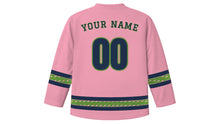 Load image into Gallery viewer, Cold Food Festival Original Hockey Jersey in Peach Blossom Pink, back view with your name and number