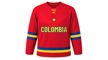 Load image into Gallery viewer, Colombia Original Hockey Jersey in Red, front view – custom name and number