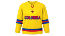 Load image into Gallery viewer, Colombia Original Hockey Jersey in Yellow, front view – custom name and number