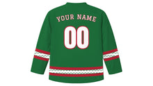 Load image into Gallery viewer, Columbus Day Original Hockey Jersey in Green, back view with your name and number