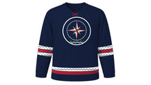 Load image into Gallery viewer, Columbus Day Original Hockey Jersey in Navy, front view – custom name and number
