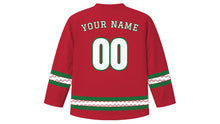 Load image into Gallery viewer, Columbus Day Original Hockey Jersey in Red, back view with your name and number