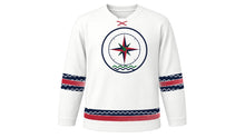 Load image into Gallery viewer, Columbus Day Original Hockey Jersey in White, front view – custom name and number