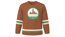 Load image into Gallery viewer, Columbus Original Hockey Jersey in German Village Brick, front view – custom name and number