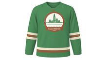 Load image into Gallery viewer, Columbus Original Hockey Jersey in Riverfront Green, front view – custom name and number