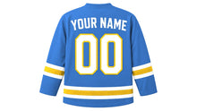 Load image into Gallery viewer, Comoros Original Hockey Jersey in Blue, back view with your name and number