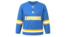 Load image into Gallery viewer, Comoros Original Hockey Jersey in Blue, front view – custom name and number