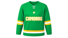Load image into Gallery viewer, Comoros Original Hockey Jersey in Green, front view – custom name and number