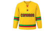 Load image into Gallery viewer, Comoros Original Hockey Jersey in Yellow, front view – custom name and number