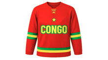 Load image into Gallery viewer, Congo Original Hockey Jersey in Red, front view – custom name and number