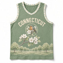 Load image into Gallery viewer, Connecticut Robin Orchard Original Basketball Jersey in Orchard Green, front view – custom name and number