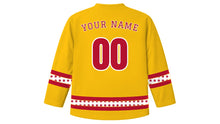 Load image into Gallery viewer, Corpus Christi Original Hockey Jersey in Gold, back view with your name and number