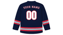 Load image into Gallery viewer, Cosmonautics Day Original Hockey Jersey in Deep Space Navy, back view with your name and number