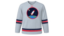 Load image into Gallery viewer, Cosmonautics Day Original Hockey Jersey in Silver, front view – custom name and number