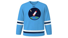 Load image into Gallery viewer, Cosmonautics Day Original Hockey Jersey in Sky Blue, front view – custom name and number