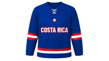 Load image into Gallery viewer, Costa Rica Original Hockey Jersey in Blue, front view – custom name and number