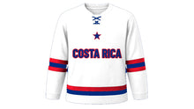 Load image into Gallery viewer, Costa Rica Original Hockey Jersey in White, front view – custom name and number