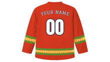 Load image into Gallery viewer, Crayfish Party Original Hockey Jersey in Crayfish Red, back view with your name and number
