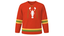 Load image into Gallery viewer, Crayfish Party Original Hockey Jersey in Crayfish Red, front view – custom name and number