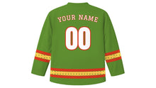 Load image into Gallery viewer, Crayfish Party Original Hockey Jersey in Dill Green, back view with your name and number