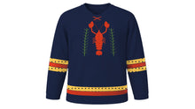 Load image into Gallery viewer, Crayfish Party Original Hockey Jersey in Midnight Blue, front view – custom name and number