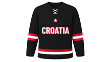 Load image into Gallery viewer, Croatia Original Hockey Jersey in Black, front view – custom name and number