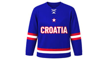 Load image into Gallery viewer, Croatia Original Hockey Jersey in Blue, front view – custom name and number